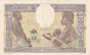 Madagascar, 100 Francs, 1937, VF+, B206b, 