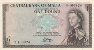 Malta, 1 Pound, 1967, AUNC, B202a, 