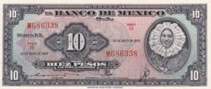Mexico, 10 Pesos, 1919, UNC, B624g, 
