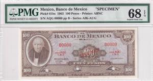 Mexico, 100 Pesos Specimen, 1963, PMG 68EPQ, ... 