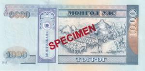 Mongolia, 1.000 Tugrik Specimen, ... 