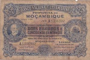 Mozambique, 2.5 Escudos, 1941, Poor, P#82, 