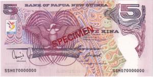 Papua New Guinea, 5 Kina Specimen, ... 