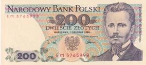 Poland, 200 Zlotych, 1988, UNC, B836e, 