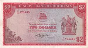 Rhodesia, 2 Dollars, 1977, VG, B108m, 