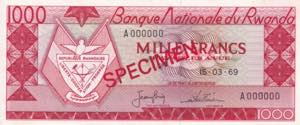 Rwanda, 1.000 Francs Specimen, 1969, UNC, ... 