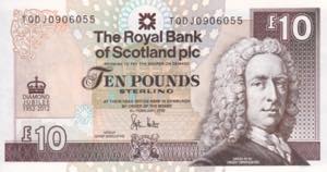 Scotland, 10 Pounds, 2012, UNC, P#368, 