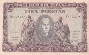 Spain, 100 Pesetas, 1940, AUNC-, B584a, 