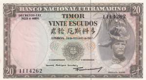 Timor, 20 Escudos, 1967, UNC, B128d, Small ... 