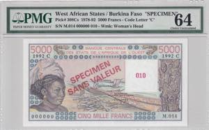 West African States, Burkina Faso, 5000 ... 