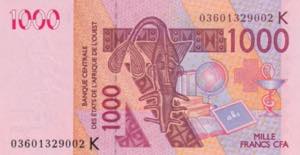 West African States, Senegal, 1000 Francs, ... 