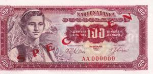 Yugoslavia, 100 Dinars Specimen, 1963, UNC, ... 