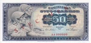 Yugoslavia, 50 Dinars Specimen, 1965, UNC, ... 