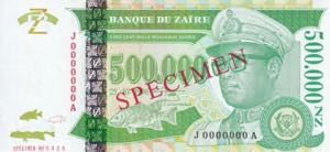 Zaire, 500.000 Zaires Specimen, ... 