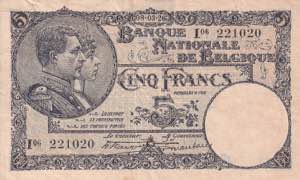 Belgium, 5 Francs 1926, VF+