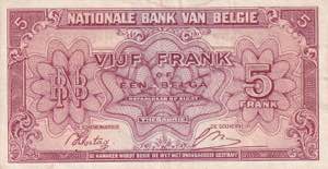 Belgium, 5 Francs 1943, VF+