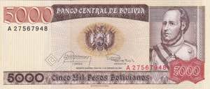 Bolivia, 5.000 Pesos 1984, UNC