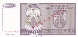 Bosnia-Herzegovina, 100.000 Dinara ... 