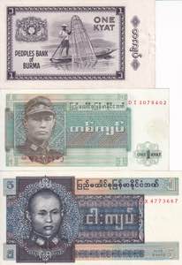 Burma, 1-5 Kyats 1965-1972, UNC