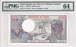 Chad, 1.000 Francs 1980-1984, PMG ... 