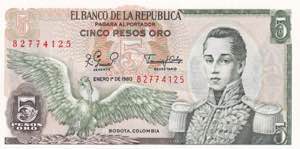 Colombia, 5 Pesos 1980, UNC