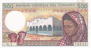 Comoro Islands, 500 Francs 1986-1994, UNC