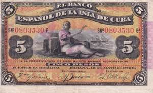 Cuba, 5 Pesos 1896, VF