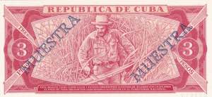 Cuba, 3 Pesos Specimen 1984, UNC