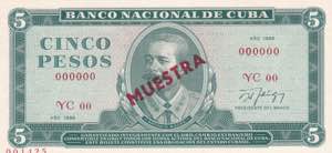 Cuba, 5 Pesos Specimen 1986, UNC