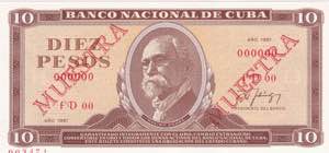 Cuba, 10 Pesos Specimen 1987, UNC