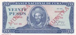 Cuba, 20 Pesos Specimen 1988, UNC