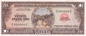 Dominican Republic, 20 Pesos Specimen 1975, ... 