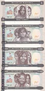 Eritrea, 1997 Issues Lot- 1-5-10-20 Nakfa, ... 