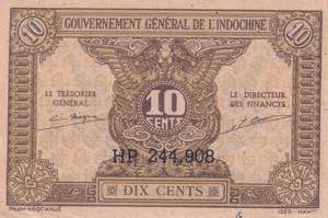French Indochina, 10 Cents 1942, UNC