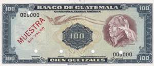 Guatemala, 100 Quatzales Specimen 1966, UNC