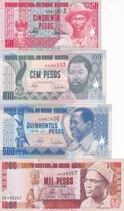 Guinea-Bissau, 50-100-500-1.000 Pesos 1990, ... 