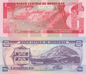 Honduras, 1-2 Lempiras 1980-1993, ... 