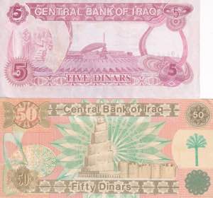 Iraq, 5-50 Dinars 1991-1992, UNC