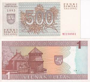 Lithuania, 500 Talonu-1 Litu, ... 