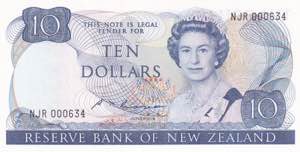 New Zealand, 10 Dollars 1981-1992, UNC