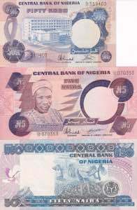 Nigeria, 50 Kobo-5-50 Naira 1973-2008, UNC