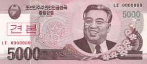 North Korea, 5.000 Won Specimen 2008, UNC