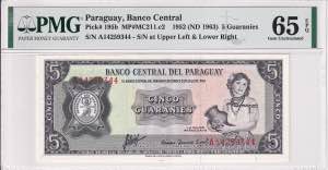 Paraguay, 5 Guarani 1952, UNC