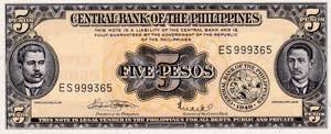 Philippines, 5 Pesos 1951-1970, UNC