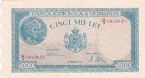 Romania, 5.000 Lei 1945, AUNC