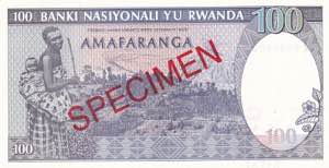 Rwanda, 100 Francs Specimen 1989, ... 