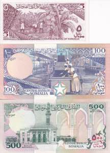 Somalia, 5-100-500 Shillings ... 