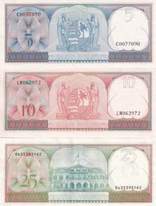 Surinam, 5-10-25 Gulden 1963-1985, ... 