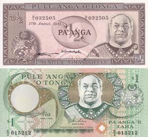 Tonga, 1/2-1 Paanga 1974-1995, UNC
