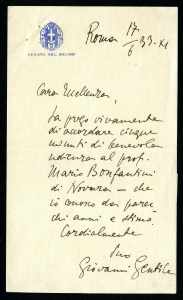 AUTOGRAFI -. Lettera da Roma del 17.6.1933 ... 